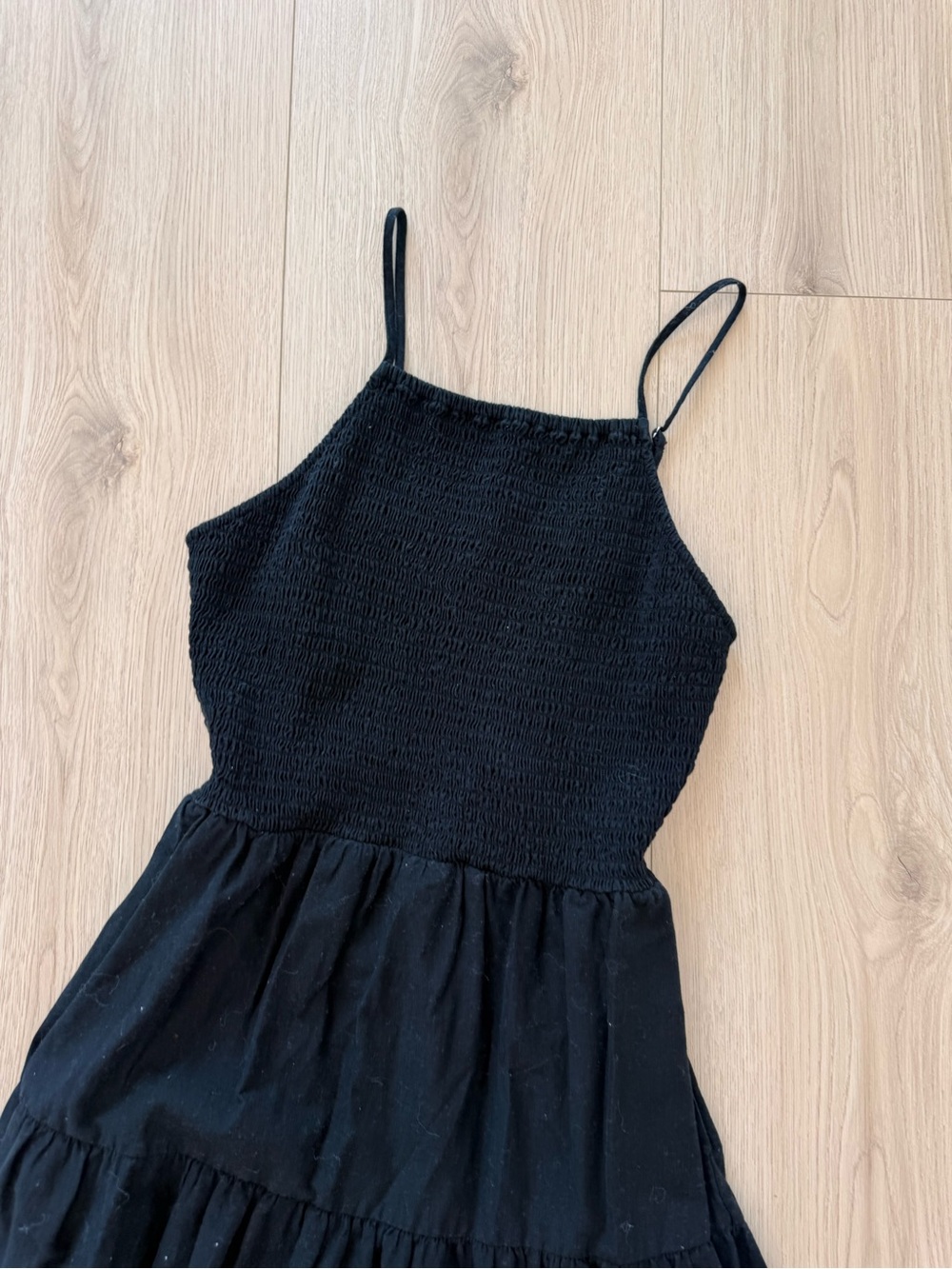 a new day Black Tiered Maxi Dress with Smocked Bodice women’s summer - Picture 3 of 6